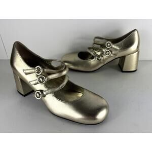 Jeffrey Campbell Women Tierz Mary Jane Pump Platform Block Heel Gold US 7.5